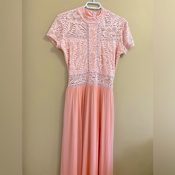 Pink Lace & Chiffon Tailored Bridesmaid Dress , Graduation Dress , Prom Dress - Picture 2 of 11